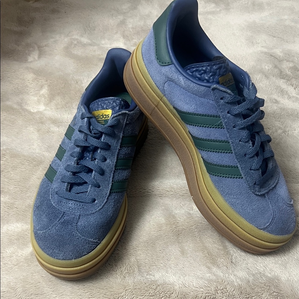 Adidas Gazelle Blue and Olive Sneakers